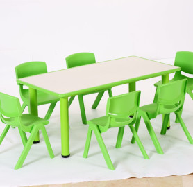 FIXED STEEL TABLE  طاولة مستطيله خشب لون ابيض واطار ملون