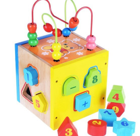 مكعب ذكاء تعليمي خشبي للأطفال (Round bead intelligence box)