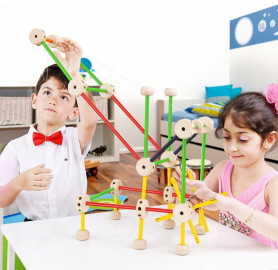 كتل خشبية للمطابقة والبناء 144 قطعة - WOOD MATCH BUILDING BLOCKS 144 PCS