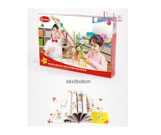 كتل خشبية للمطابقة والبناء 144 قطعة - WOOD MATCH BUILDING BLOCKS 144 PCS