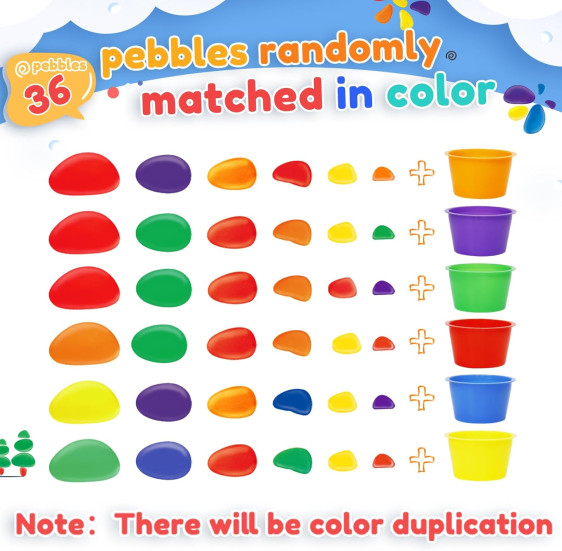 حصى قوس قزح – 63 قطعة - Rainbow pebbles