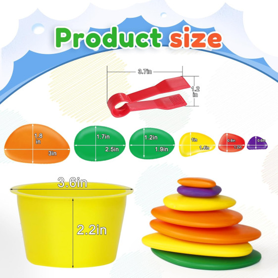 حصى قوس قزح – 63 قطعة - Rainbow pebbles