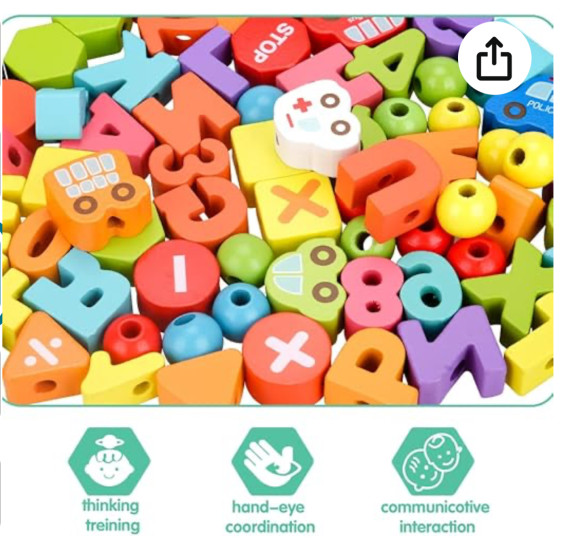 خرز الأرقام والحروف ومدينة المرور 75 قطعة - Numbers, Letters & City Traffic Beads 75pcs
