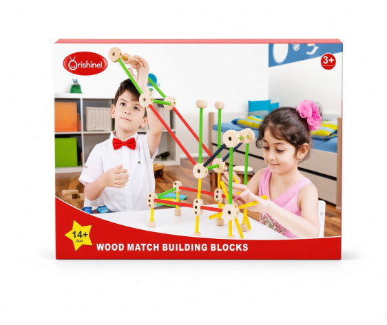 كتل خشبية للمطابقة والبناء 144 قطعة - WOOD MATCH BUILDING BLOCKS 144 PCS