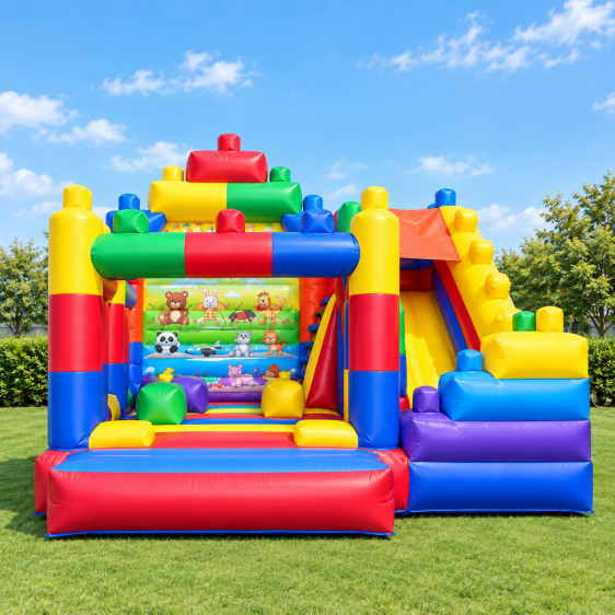 قلعة قفز قابلة للنفخ مع زحليقة صغيرة Inflatable Bouncy Jumping Castle with Small Slide